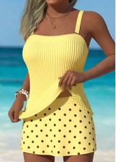 Light Yellow Mid Waisted Floral Print Tankini Set | thumb picture 