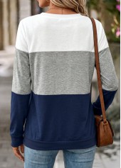 Navy Tummy Coverage Long Sleeve Round Neck Sweatshirt | thumb picture 