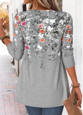 Light Grey Marl Floral Print Fake Two Piece Twinset | thumb picture 