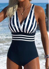 Navy Cross Striped One Piece Swimwear | thumb picture 