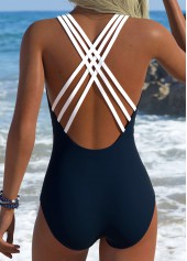 Navy Cross Striped One Piece Swimwear | thumb picture 