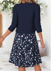 Navy Floral Print Short Tummy Coverage Dress and Cardigan | thumb picture 