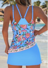 Sky Blue Mid Waisted Fake 2in1 Tankini Set | thumb picture 