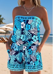Navy Ruched Floral Print One Piece Swimwear | thumb picture 