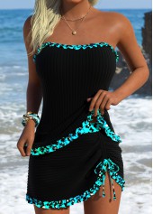 Black Mid Waisted Tummy Coverage Leopard Tankini Set | thumb picture 