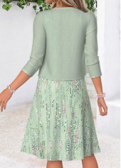 Light Green Geometric Print Two-piece Dress and Cardigan | thumb picture 