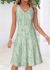 Light Green Geometric Print Two-piece Dress and Cardigan | thumb picture 