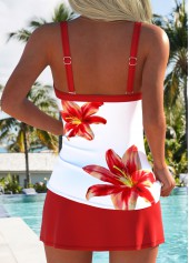 Red Mid Waisted Floral Print Tankini Set | thumb picture 