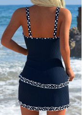 Navy Mid Waisted Polka Dot Tankini Set | thumb picture 
