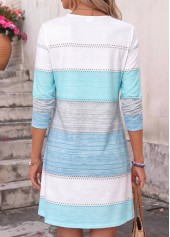 Blue Striped Short Tummy Coverage Long Sleeve Dress | thumb picture 