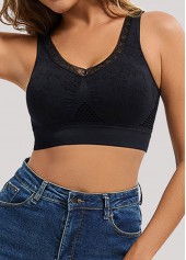 Black Lace Detail V Neck Bra