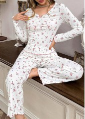 Light Pink Ditsy Floral Print Lounge Top and Pants