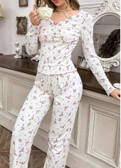 Light Pink Ditsy Floral Print Lounge Top and Pants | thumb picture 