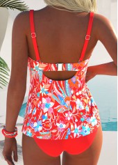 Coral Mid Waisted Criss Cross Tankini Set | thumb picture 