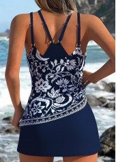 Navy Mid Waisted Fake 2in1 Tankini Set | thumb picture 