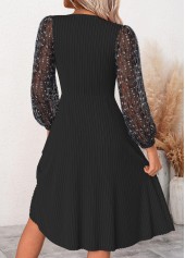 Black Patchwork Long Sleeve V Neck Dress | thumb picture 