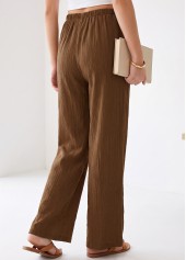 Dark Coffee Elastic Waist High Waisted Pants | thumb picture 