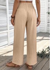 Light Coffee Straight Leg Elastic Waist High Waisted Pants | thumb picture 