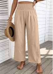 Light Coffee Straight Leg Elastic Waist High Waisted Pants | thumb picture 