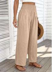 Light Coffee Straight Leg Elastic Waist High Waisted Pants | thumb picture 