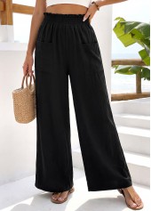 Black Wide Leg Elastic Waist High Waisted Pants | thumb picture 