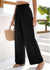 Black Wide Leg Elastic Waist High Waisted Pants | thumb picture 