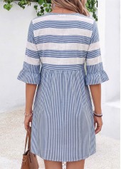 Blue Striped Short Tummy Coverage Half Sleeve Dress | thumb picture 