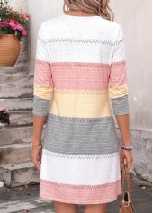 Multi Color Striped Short Tummy Coverage Long Sleeve Dress | thumb picture 