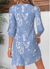 Light Blue Floral Print Short Tummy Coverage Dress | thumb picture 