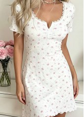 White Short Sleeve Scoop Neck Nightdress