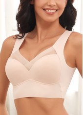 Skin Color V Neck Detail Bra