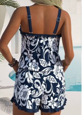 Navy Frill Random Floral Print One Piece Swimwear | thumb picture 