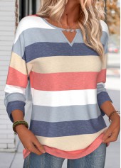 Navy Striped Tummy Coverage Long Sleeve T Shirt | thumb picture 