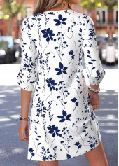 White Floral Print Short Tummy Coverage Long Sleeve Dress | thumb picture 
