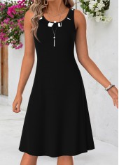 Black Geometric Print Tummy Coverage Half Sleeve Dress | thumb picture 