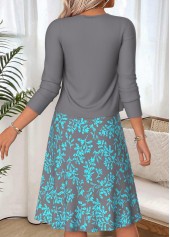 Light Grey Leaf Print Two-piece Dress and Cardigan | thumb picture 
