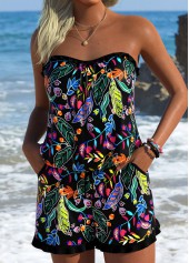 Black Frill Ditsy Floral Print One Piece Swimwear | thumb picture 