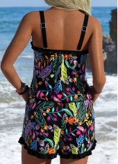 Black Frill Ditsy Floral Print One Piece Swimwear | thumb picture 