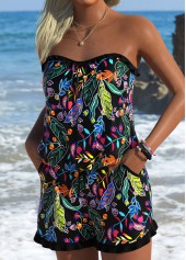 Black Frill Ditsy Floral Print One Piece Swimwear | thumb picture 