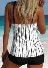 White Mid Waisted Asymmetry Tie Dye Print Tankini Set | thumb picture 