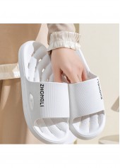 White Rubber Round Toe Falt Sliders | thumb picture 
