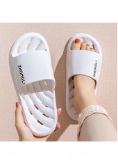 White Rubber Round Toe Falt Sliders