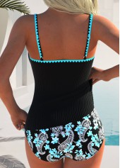 Black Mid Waisted Wrap Paisley Print Tankini Set | thumb picture 