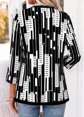 Black Geometric Print Half Sleeve Fake Two Piece Twinset | thumb picture 