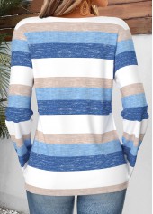 Blue Striped Tummy Coverage Long Sleeve T Shirt | thumb picture 