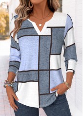 Multi Color Geometric Print Curved Hem T Shirt | thumb picture 