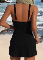 Black Mid Waisted V-Neck Tankini Set | thumb picture 