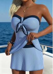 Blue Mid Waisted Striped Tankini Set | thumb picture 