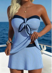Blue Mid Waisted Striped Tankini Set | thumb picture 