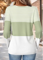 Light Green Striped Button Long Sleeve T Shirt | thumb picture 